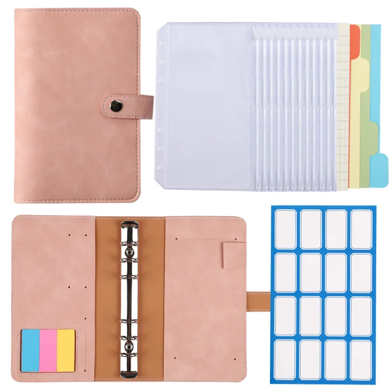 

Macaron Solid Color Budget Planner Cash Envelope Savings 6 Hole Binder A6 PU Binder Notebook Binder Shell Korean Notebook