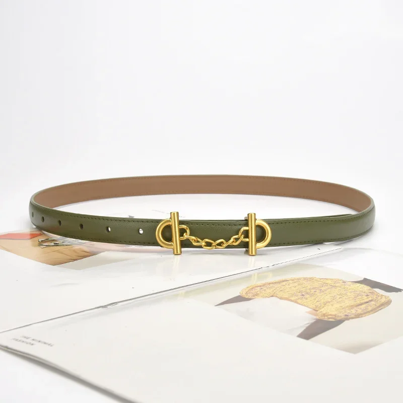 Женский маленький ремень из высококачественной натуральной кожи Многоцветный