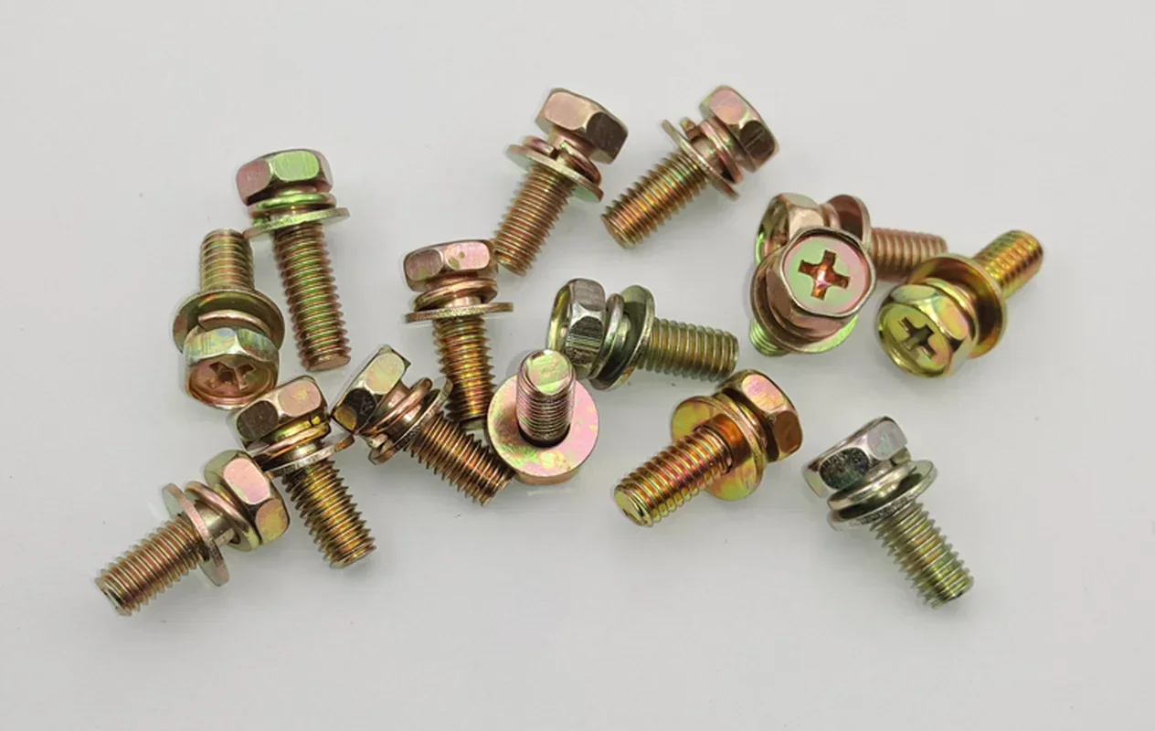 100 шт. шестигранный крестообразный болт Phillips с плоской прокладкой пружинные