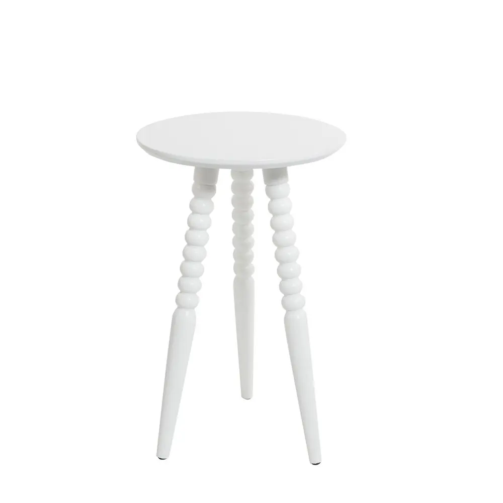 

Allison Round Wood Accent Table with Turned Legs, White Finish