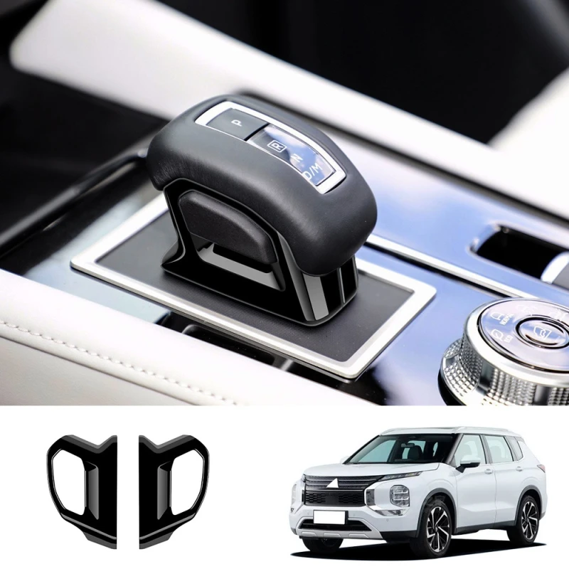 Для Mitsubishi outlander 2022 2023 2024, черный АБС-пластик из углеродного волокна, ручка переключения передач, накладка, кнопка гандбола, нижняя крышка коробки