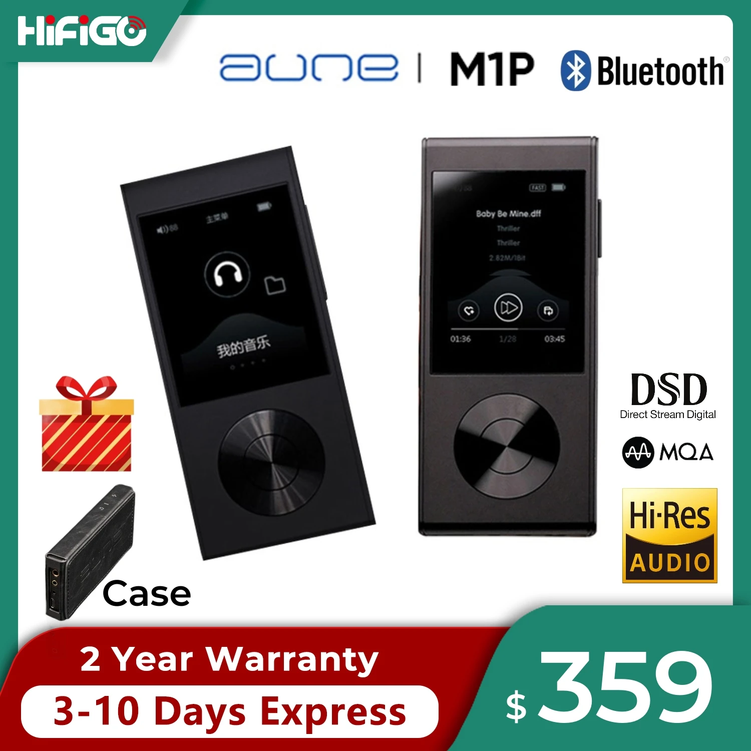 Портативный музыкальный MP3-плеер AUNE M1P с Bluetooth, Hi-res MQA, аудиоплеер с сбалансированным выходом, декодирование FPGA, DSD DAC/AMP HiFi Mini Walkman