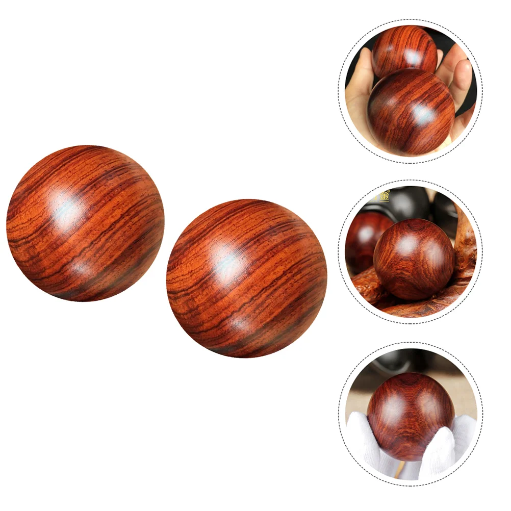 

2Pcs Health Balls Natural Texture Wood Hand Acupoint Massagers Balls ( 5. 0cm )