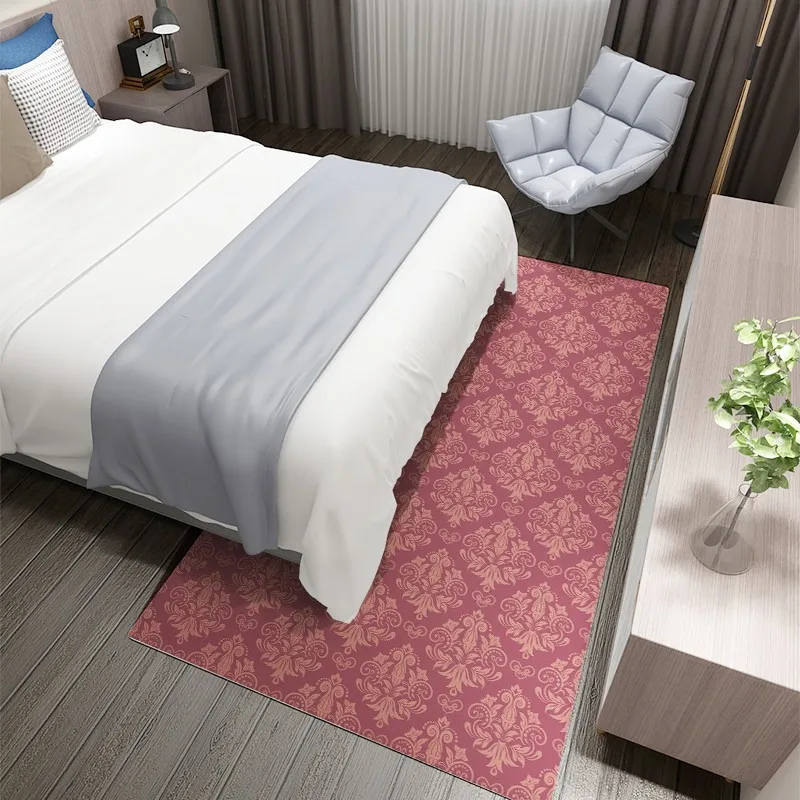 

Reese Velvet Short Hair Classic Damascus Ranunculus Damask Pattern Carpet Large Rug Living Room Bedroom Floor Protect Decor Mat