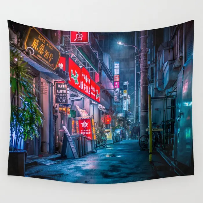

Heavy Rain Over Tokyo Wall Tapestry Background Wall Covering Home Decoration Blanket Bedroom Wall Hanging Tapestries