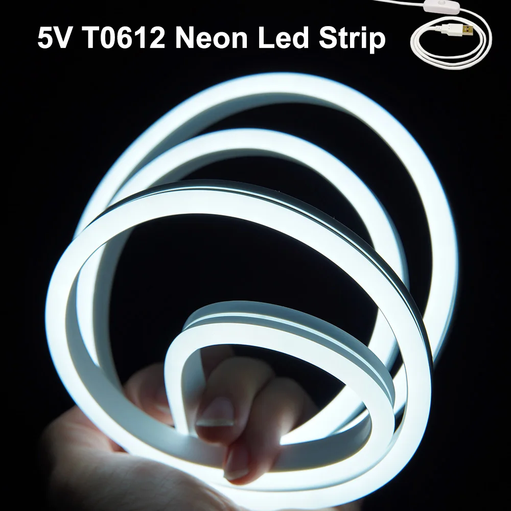 

5V LED Neon Light Strip USB Dimmable Flexible Neon Sign Tape 2835 120LED/m Led Ribbon 0.5m 1m 2m 3m 5m DIY Decortion