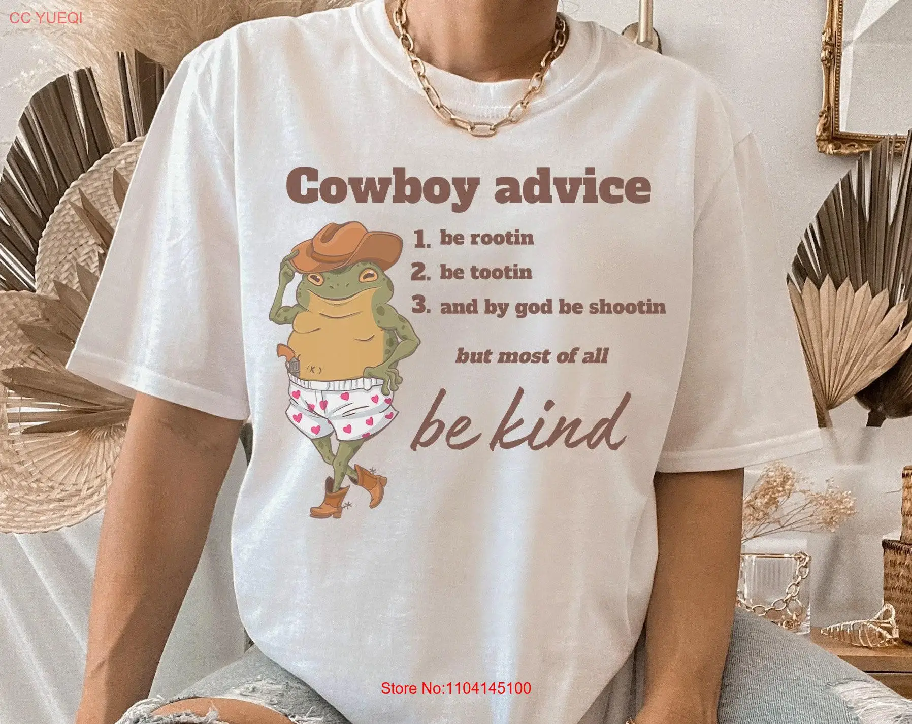 Футболка Frog Cowboy Advice вдохновленная мемми Western Haw Be Kind забавная цитата с длинными