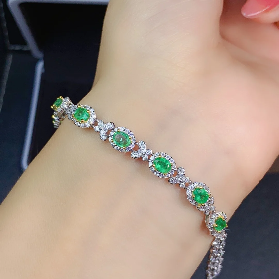 

Luxury Sterling Silver 925 Women's Bracelet emerald bracelet charm bracelet Fashion trend Party Jewelry marry Anniversary Gift