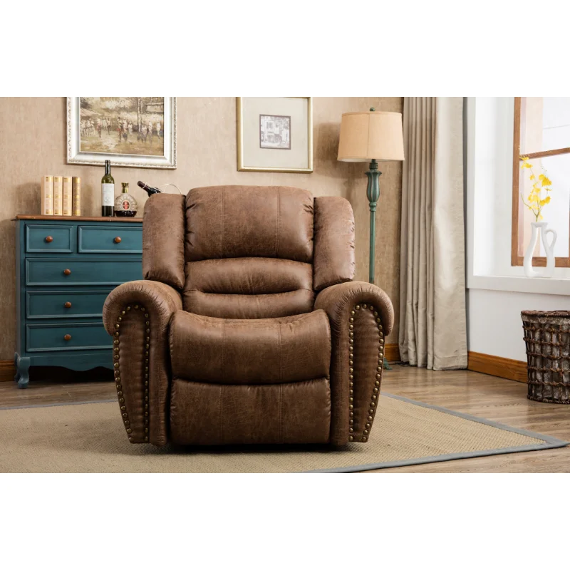 

[Flash Deal]Classic and Traditional Luxury Recliner Decorated with Brass Rivets Humanized Design of Manual Recliner[US Stock]