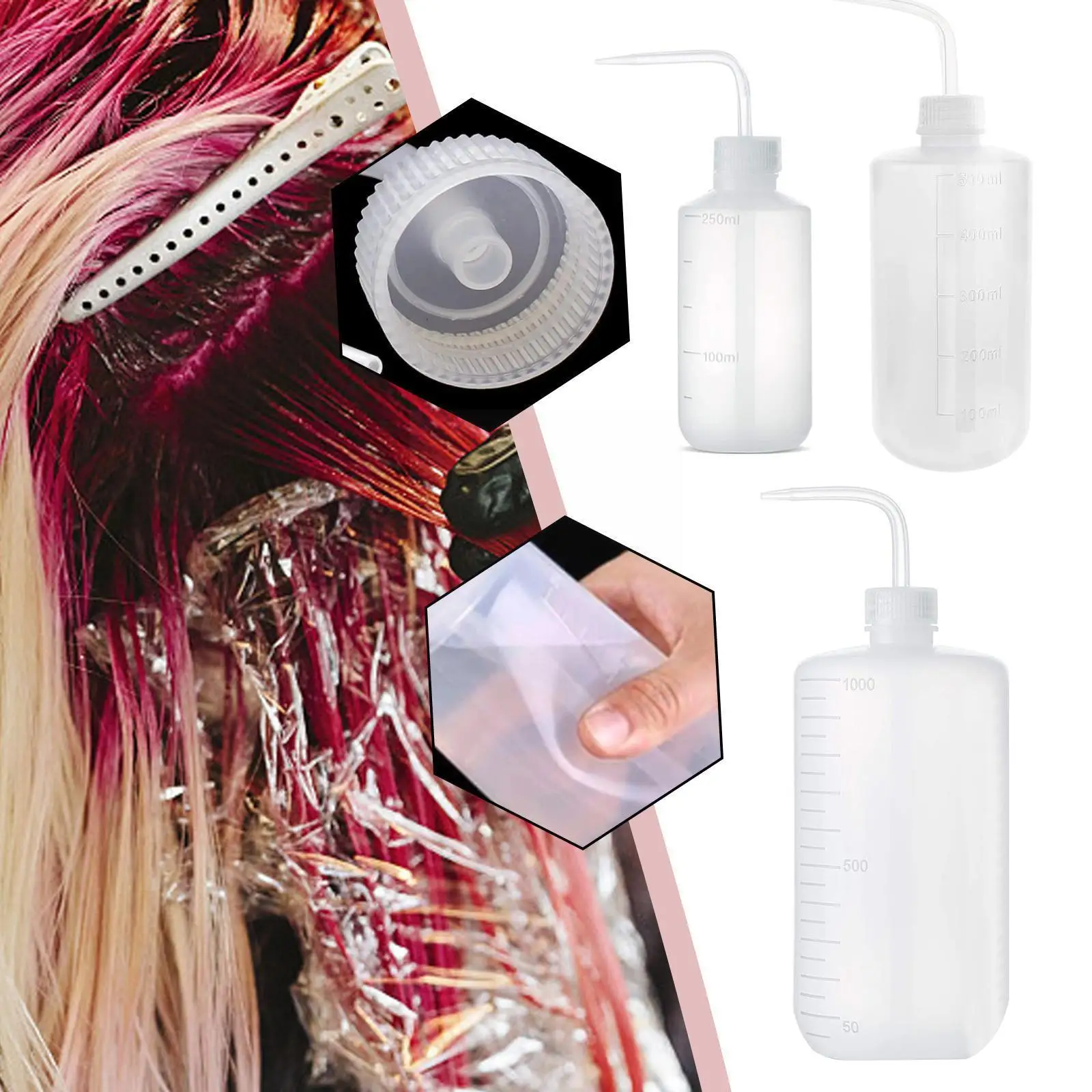 

250/500ml Washing Bottle Filling Bottle White Head Plastic Bottle Bottle Washing Pointed Washing Mouth O4R3