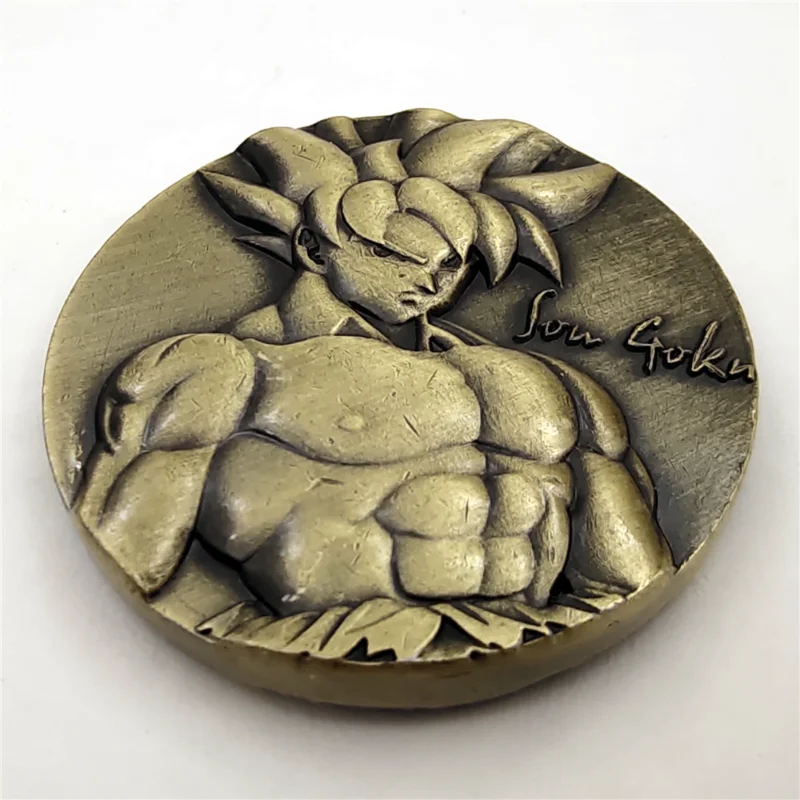 Фото Памятная монета Dragon Ball Son Goku, аниме, металлы, мультяшные детские игрушечные фигурки, модель, декоративный предмет, сувенир, художественная коллекция, подарок №1