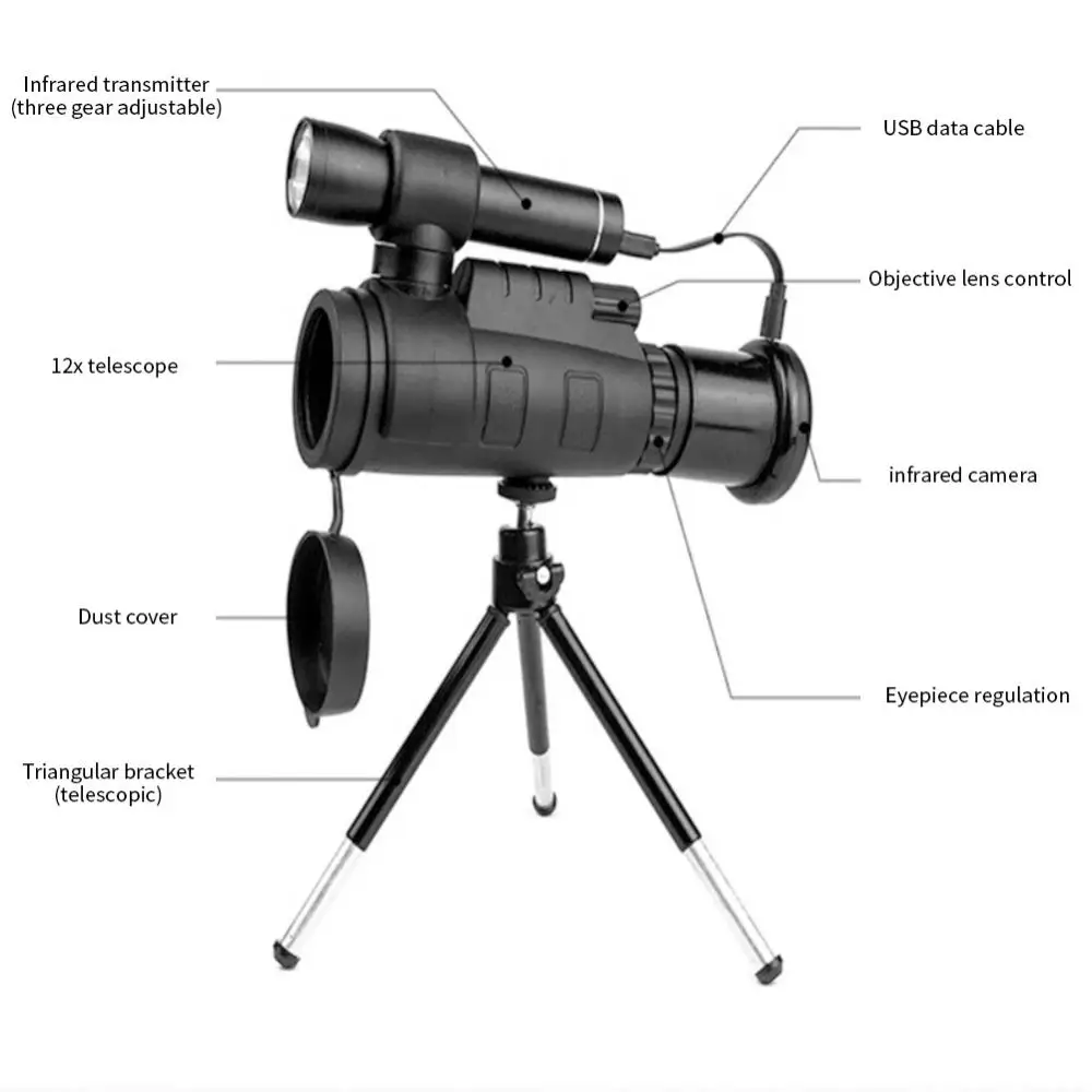 

High Definition Infrared Night Vision Monocular Telescope Professional Hunting With Bracket Outdoor Hunting Night Vision Telesco