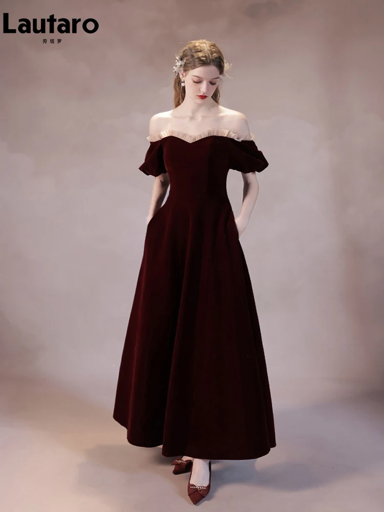 Lautaro Весна Осень Etra Длинные Оборки День Рождения Вечерние Бархатные Платья с