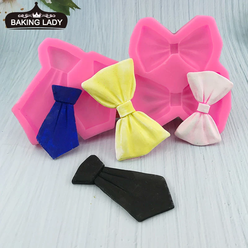 

Big Bow and Tie Bowknot Tie Silicone Sugarcraft Mold Cupcake Chocolate Baking Mold Fondant Cake Decorating Tools