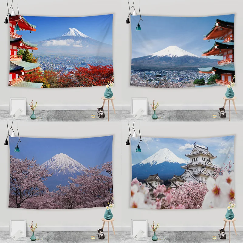 

japão flores de cerejeira tapeçaria rosa parede pendurado montagem fuji tapete antigo templo impresso decoração para casa