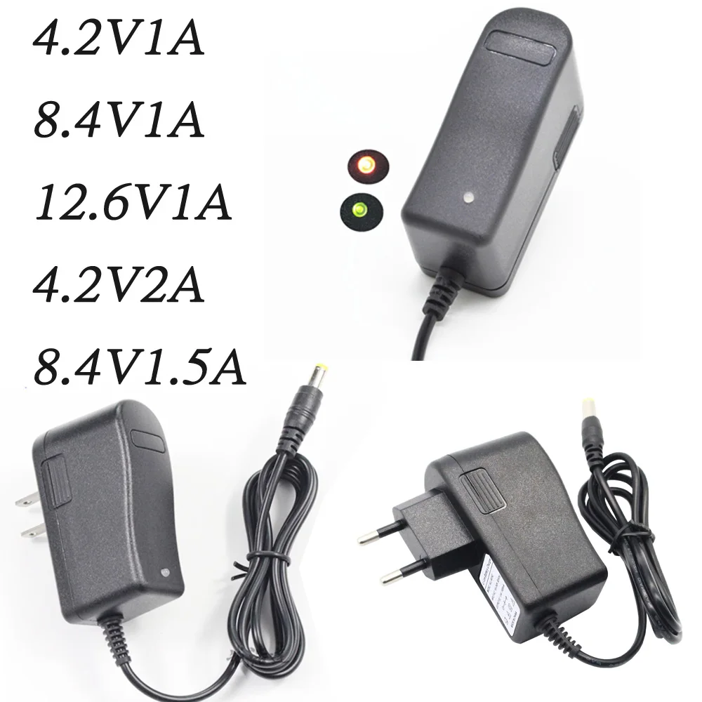 Polímero 18650 Carregador de Bateria de Lítio ao ar Livre Mineiro Lâmpada de Carregamento Fonte de Alimentação Eua Plug ue 4.2v 8.4v 12.6v 1a 1.5a 2a