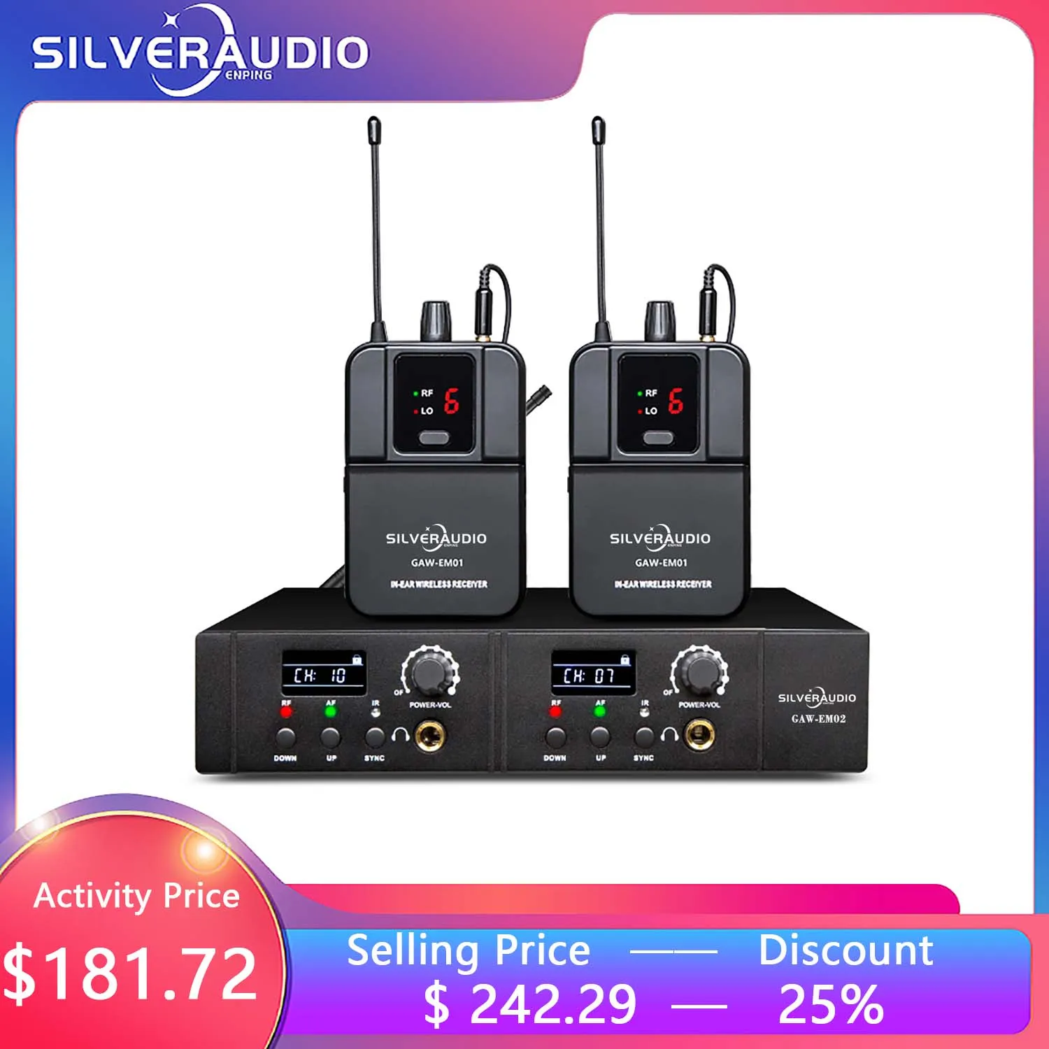 

Беспроводной монитор GAW-EM02 для бизнес-сцены, система мониторинга в ухо, монитор производительности певицы