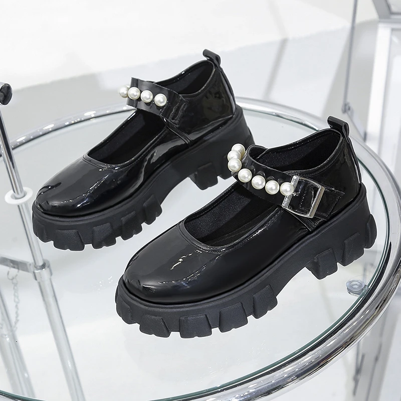 

Туфли-лодочки Женские однотонные на платформе, туфли-лодочки с круглым носком, высокий каблук, Лолита