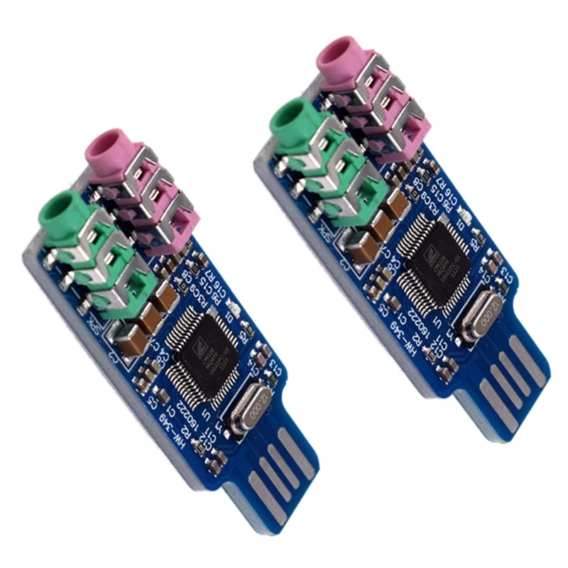 

2Pcs CM108 USB Sound Card Module Free Driver For Laptop Computer External Sound Card Board With 3.5Mm Microphone Jack