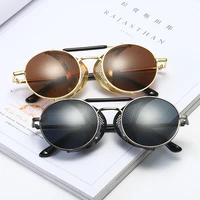 new round steampunk sunglasses men women fashion metal glasses brand design vintage sunglasses high quality uv400 shades eyewear
