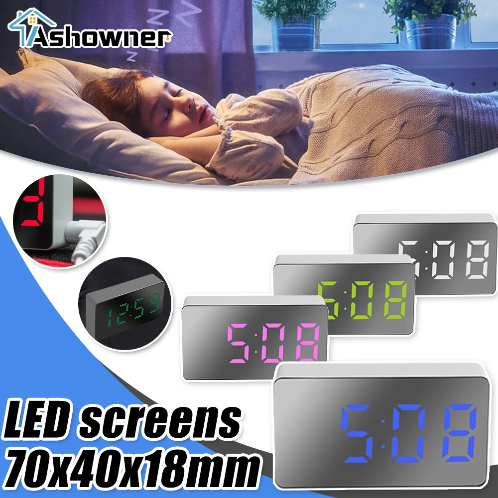 Alarm Clock Snooze Table Clock Wake Up Mute Calendar Dimmable Electronic Desktop Clocks Home Decoration