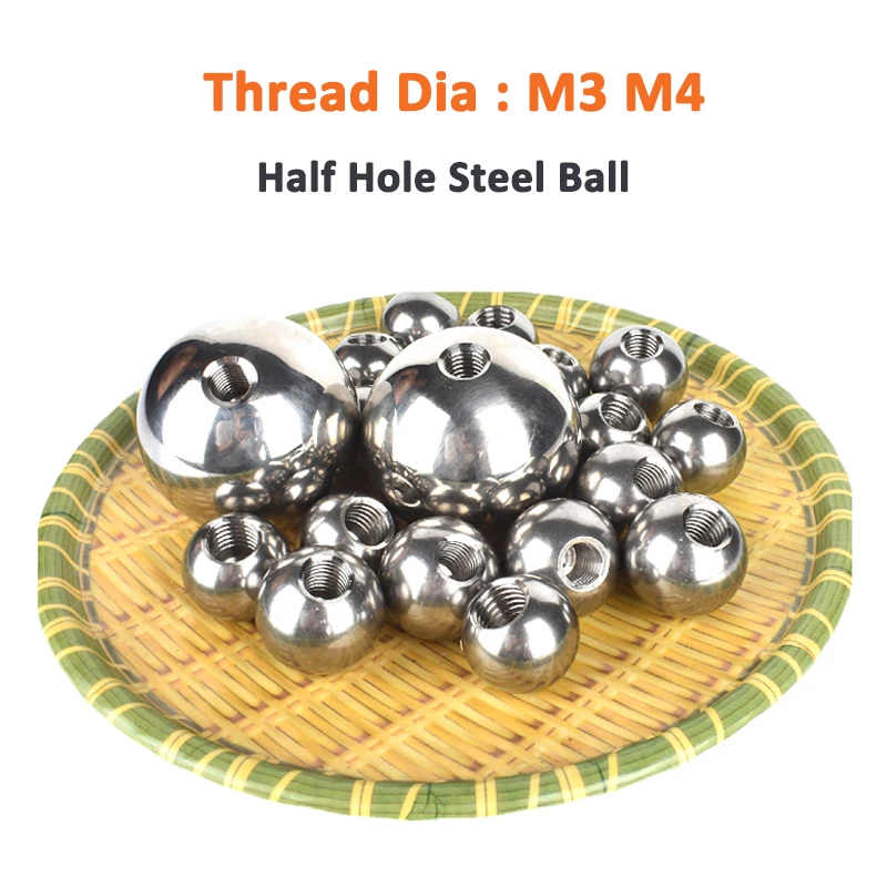 

1 шт. резьба M3 M4, полуотверстие, твердая нержавеющая сталь, метрическая резьба, стальной шар Ø 5 6 7 8 9 10 11 12 ~ 60 мм, сверлильный нарезающий стальной шар