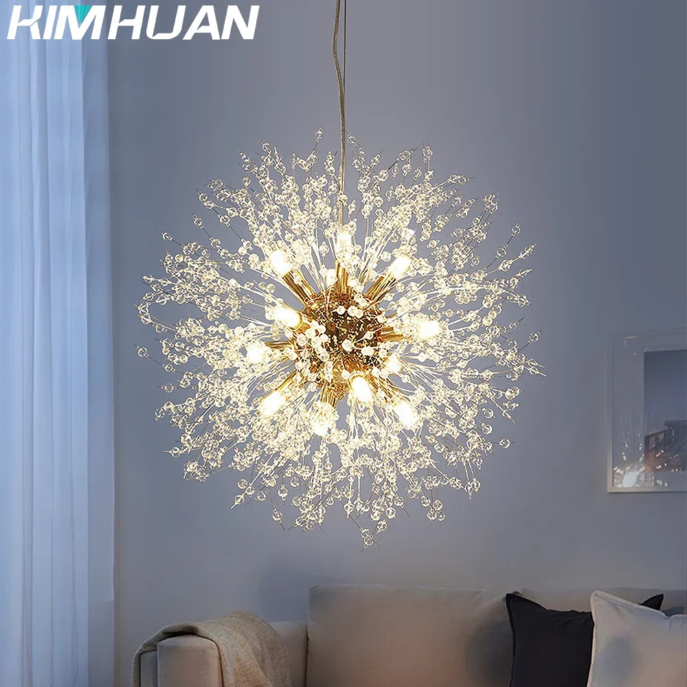 LED Lighting Dandelion Restaurant Modern Sky Star Fireball Crystal Pendant Living Room Bar Art Danish Luminaire