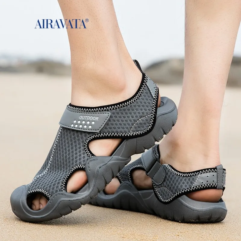 Summer New Mens Sandals  Mesh Deck Lightweight Beach Sandals Fisherman Shoes for Hiking Wading Fishing Beach Shoes