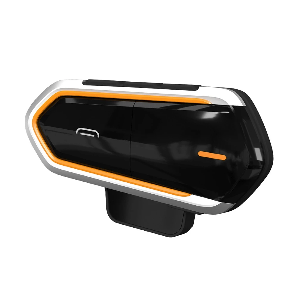 

QTBE6 Motorcycle Helmet Bluetooth Headset 800-1000M Duplex Intercom Wireless Hands-Free Calling Riding Headset FM Orange