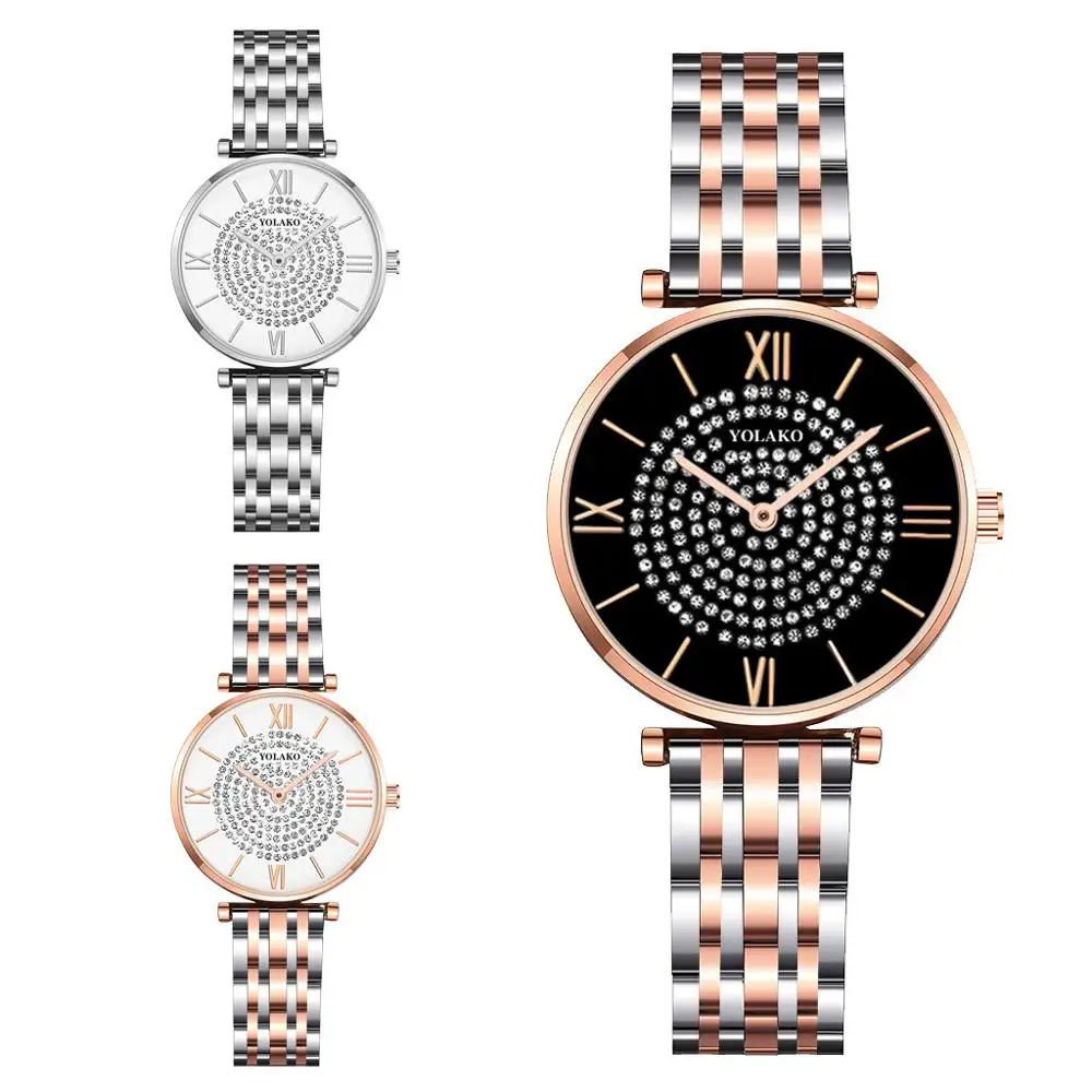 

Fashion Simple Diamond Watches for Women Round Dial Stainless Steel Band Quartz Wristwatches Luxury Ladies Watch Reloj Mujer