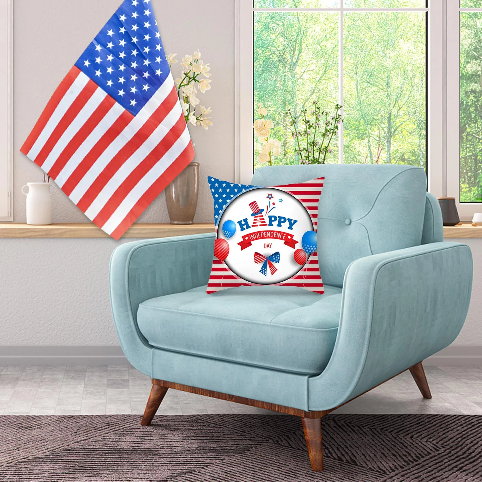 

Independence Day Peach Skin Pillowcase Cushion Print Pillowcase Hug Sofa Pillowcase Pillowcase Soft Throw Pillows for Bed