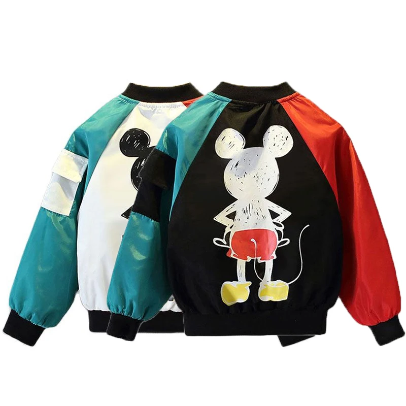 

Куртка с Микки Маусом для мальчиков и девочек, демисезонная мультяшная бейсбольная униформа, женский кардиган, спортивные пальто, детская о...