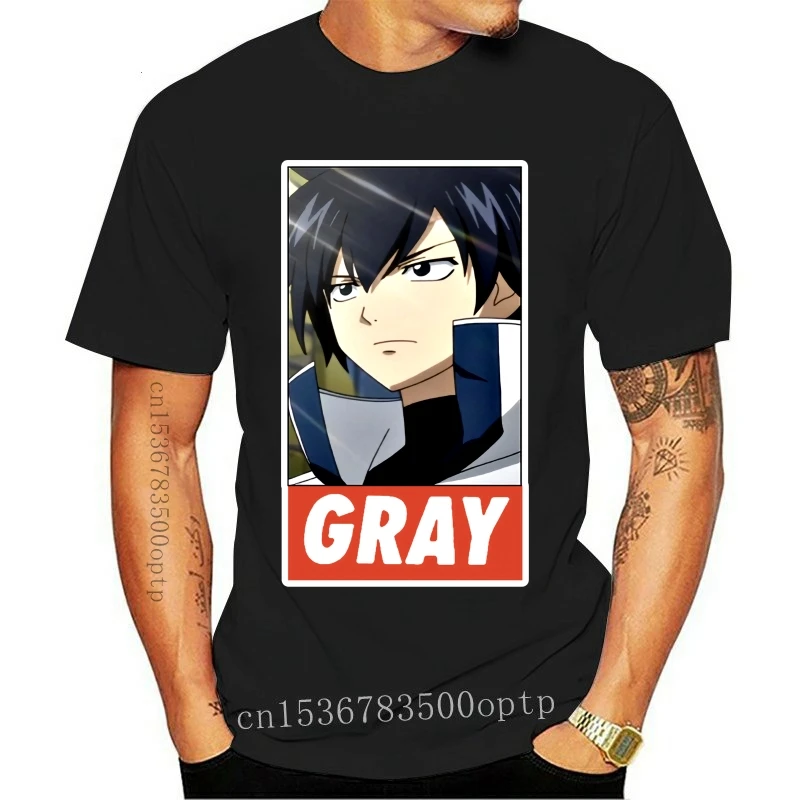 

Tee Men's T-Shirts Fairy Tail Gray Short Sleeve Natsu Dragneel Lucy Heartfilia Erza Scarlet Anime T Shirts Plus S