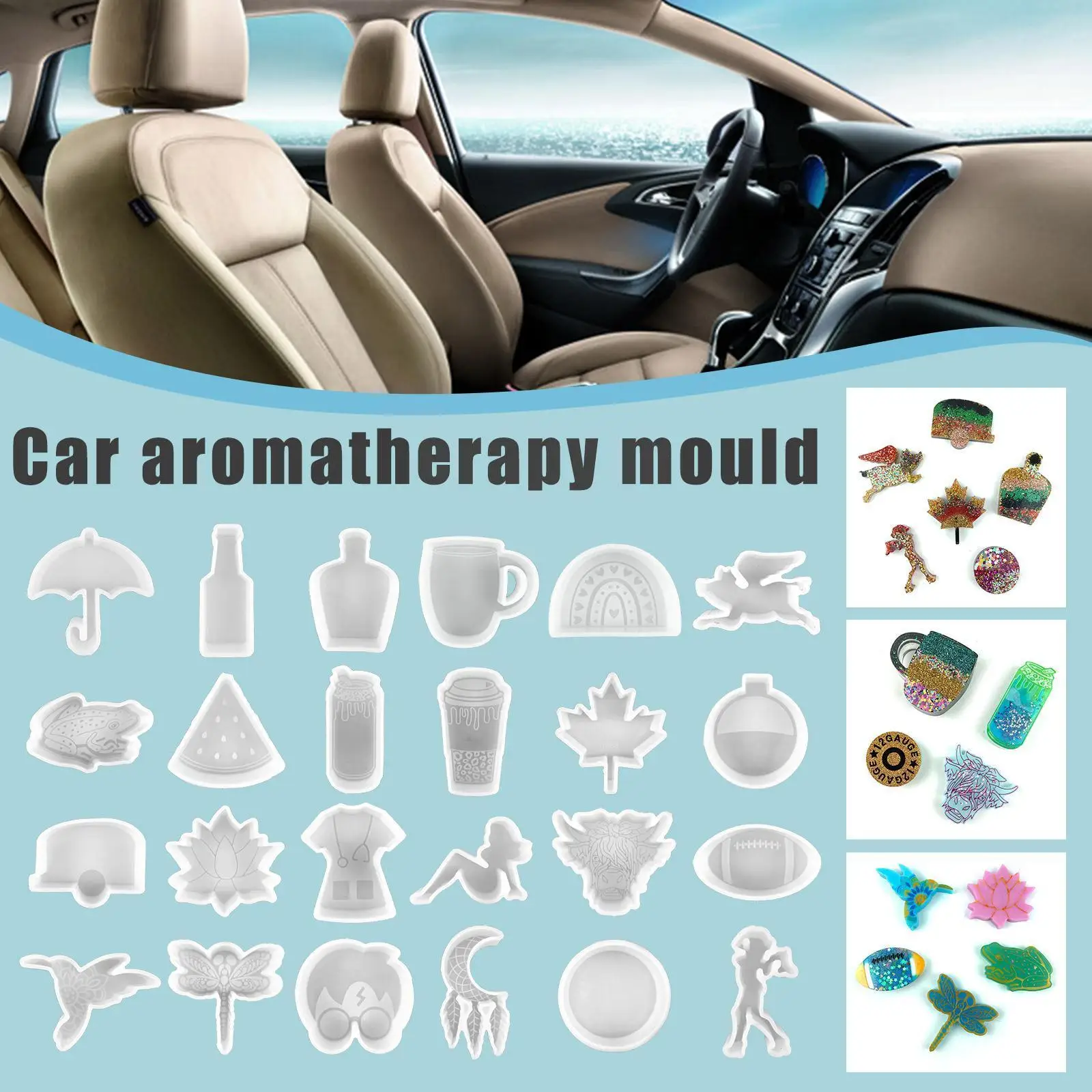 

Автомобильная Ароматизированная форма для свечей, форма для свежести автомобиля, силиконовая фотоформа для ароматических бусин, штукатурк...