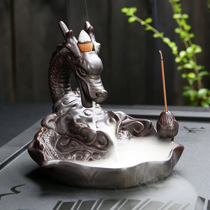 

Creative backflow incense burner ornaments Zisha Xianglong home tea ceremony jewelry sandalwood incense burner censer