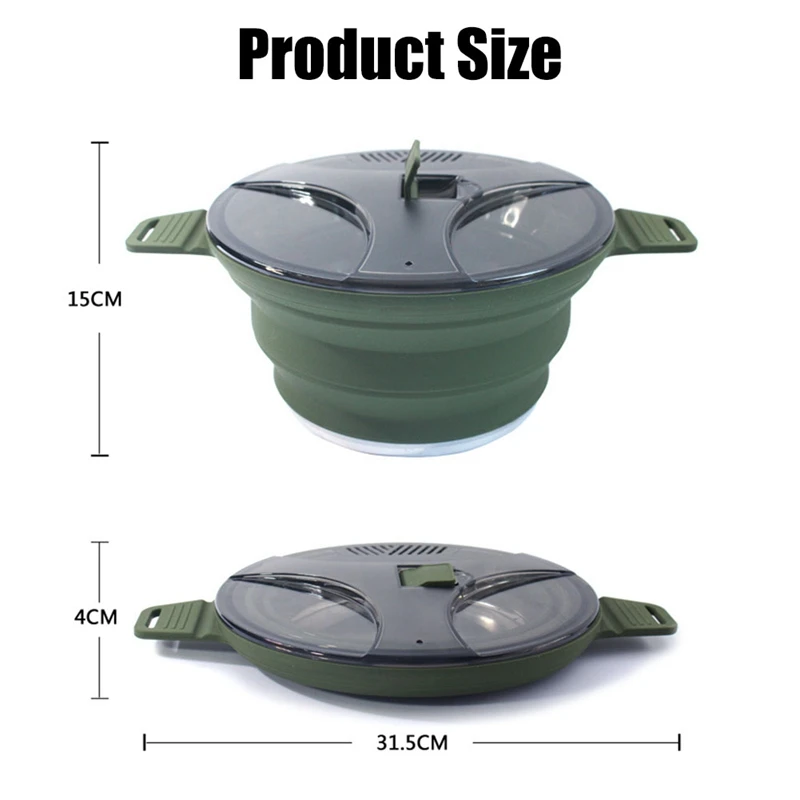 Силиконовый Складной Походный Чайник Кастрюля Горшок Портативная складная