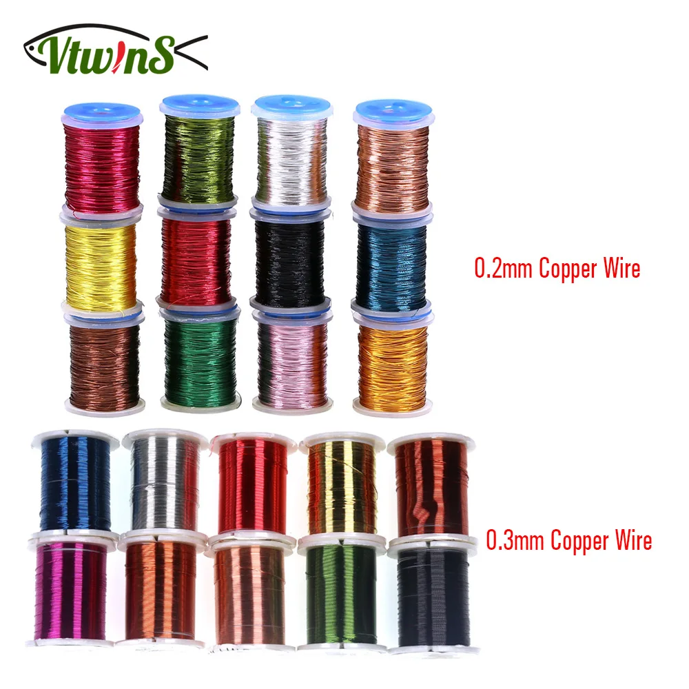 

Vtwins 0.2mm /0.3mm Fly Tying Material Small Copper Wire for Ribbing Weight Wire Bodies Dubbing Brushed Brass Metal Thread