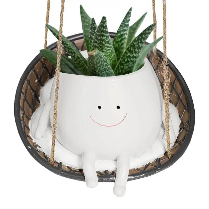 

Indoor Lovely Swing Face Planter Pot Cute Succulent Planter Pot Unique Cute Flowerpots Household Home Office Table Mini Decorate