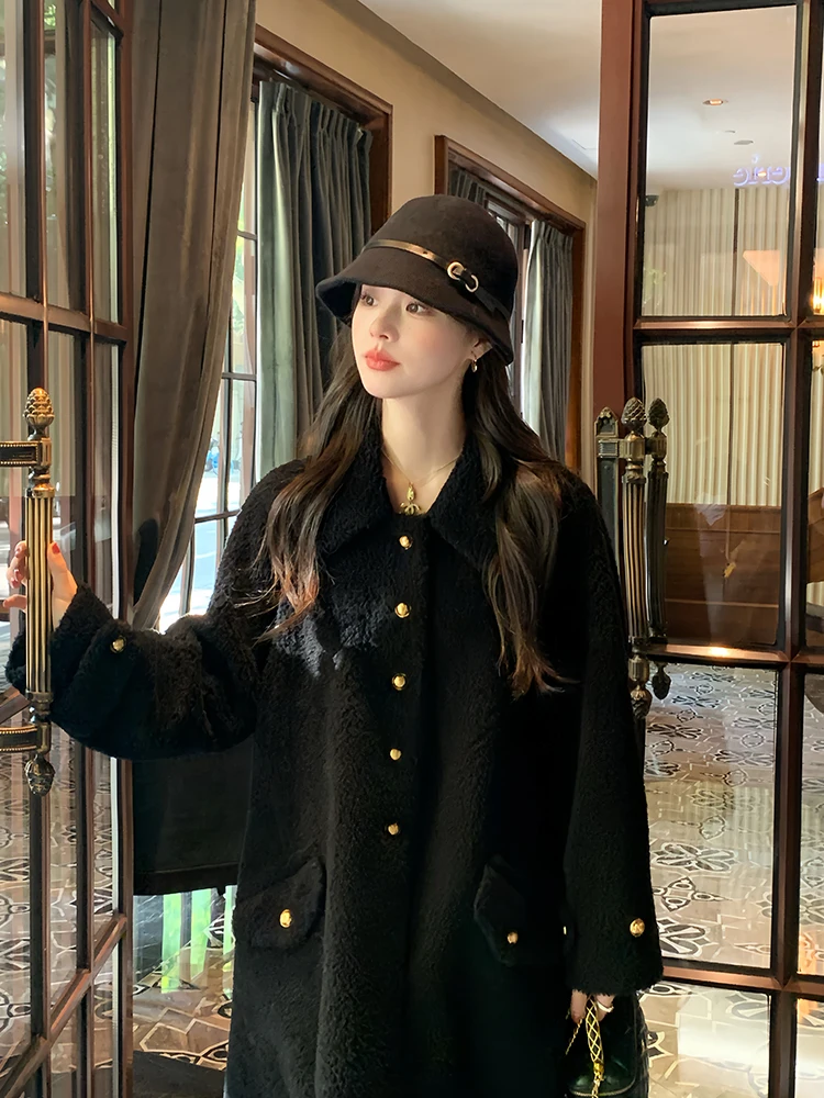 Lmomo Шри-Ланка шерсть ягненка мех верхняя одежда из интегрированного меха 2024