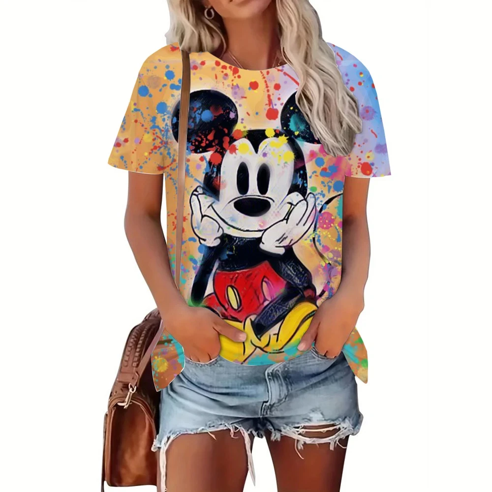 Женская летняя футболка с коротким рукавом изображением Микки Мауса