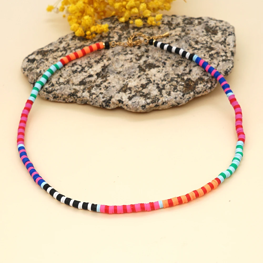 Go2Boho Heishi диск ожерелье регулируемая застежка ювелирные изделия модный