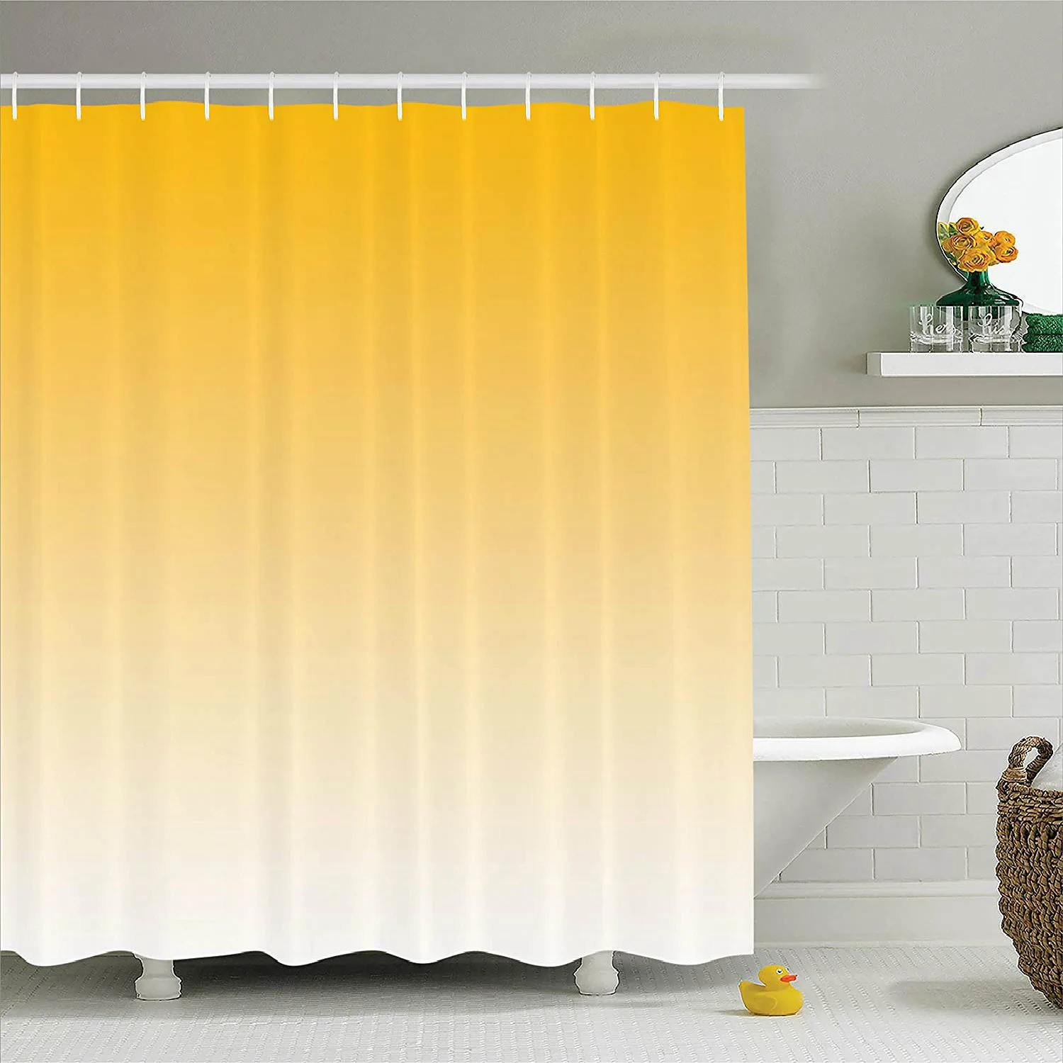Shower Curtain Summer Love on the Beach Theme Inspired for Yellow Modern  Design Fabric Bathroom Decor