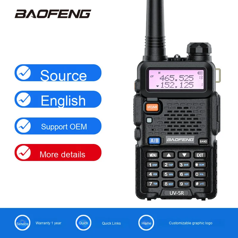 Фото Рация Baofeng UV-5R с двумя диапазонами (2026 LOWER US TARIFF), портативная, GMRS FM, для морского и гражданского использования, двухсторонняя связь №2