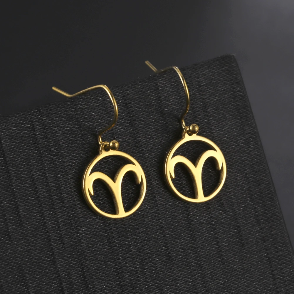 

Amaxer 1 Pair 12 Constellation Earring Metal Gold Silver Color Zodiac Ear Drop Dangle Piercing Ear Birthday Party Jewelry Gift