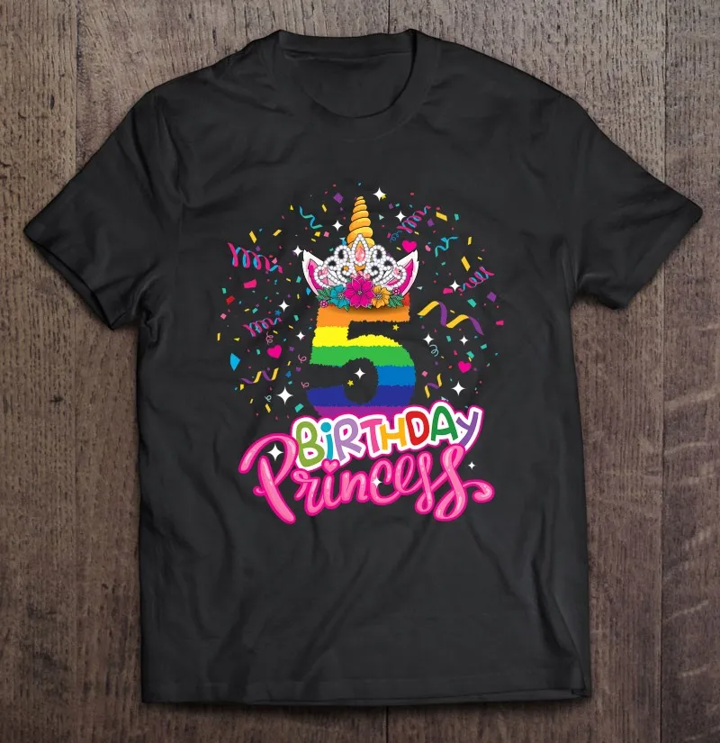 

Детская футболка на день рождения принцессы Единорог Корона 5 день рождения для девочек Футболка мужская одежда кавайные футболки в стиле Х...