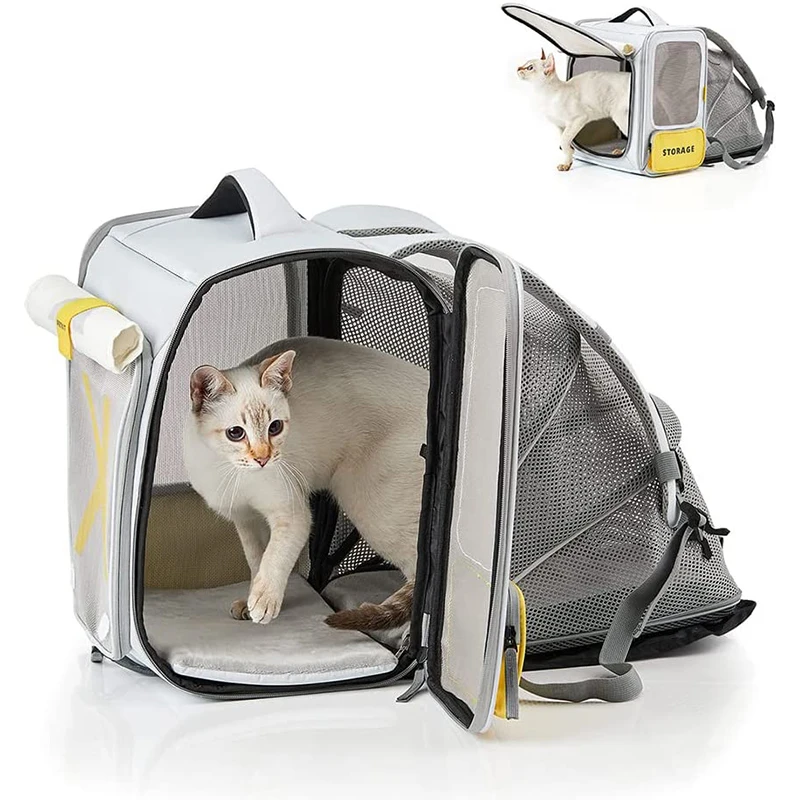 Portable Cat Small Dog Backpack Carrier Foldable Breathable Soft-Sided Dog Bag Cat Carrier for Kitten Puppy and Small Animals