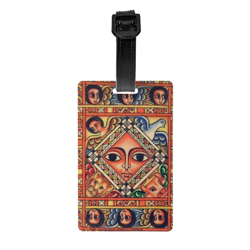 

Ярлык для багажа с эфиопским древним художественным рисунком для чемоданов, забавные ярлыки для багажа, личная Обложка с именем и удостоверением личности