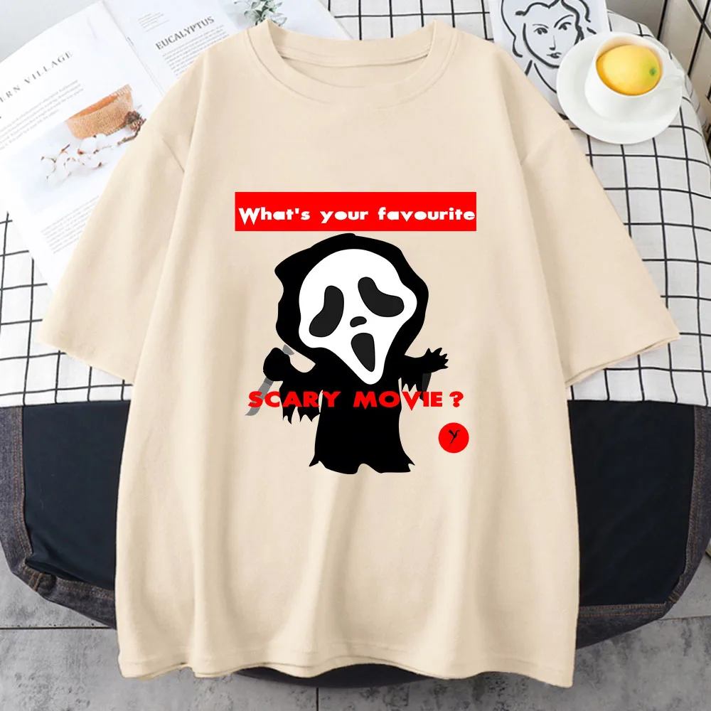 

Scream VI Ghostface Funny Face T-shirts Women/men 100% Cotton Tshirts What's Your Favourite Scary Movie T Shirts High Quality