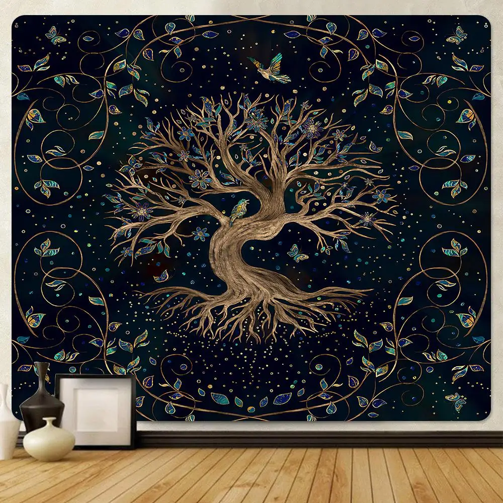 

Tapiz con Diseño de Árbol de la Vida para Decoración del Hogar, Esterilla de Yoga Bohemia de Gran Tamaño, Sábana Hippie, Manta