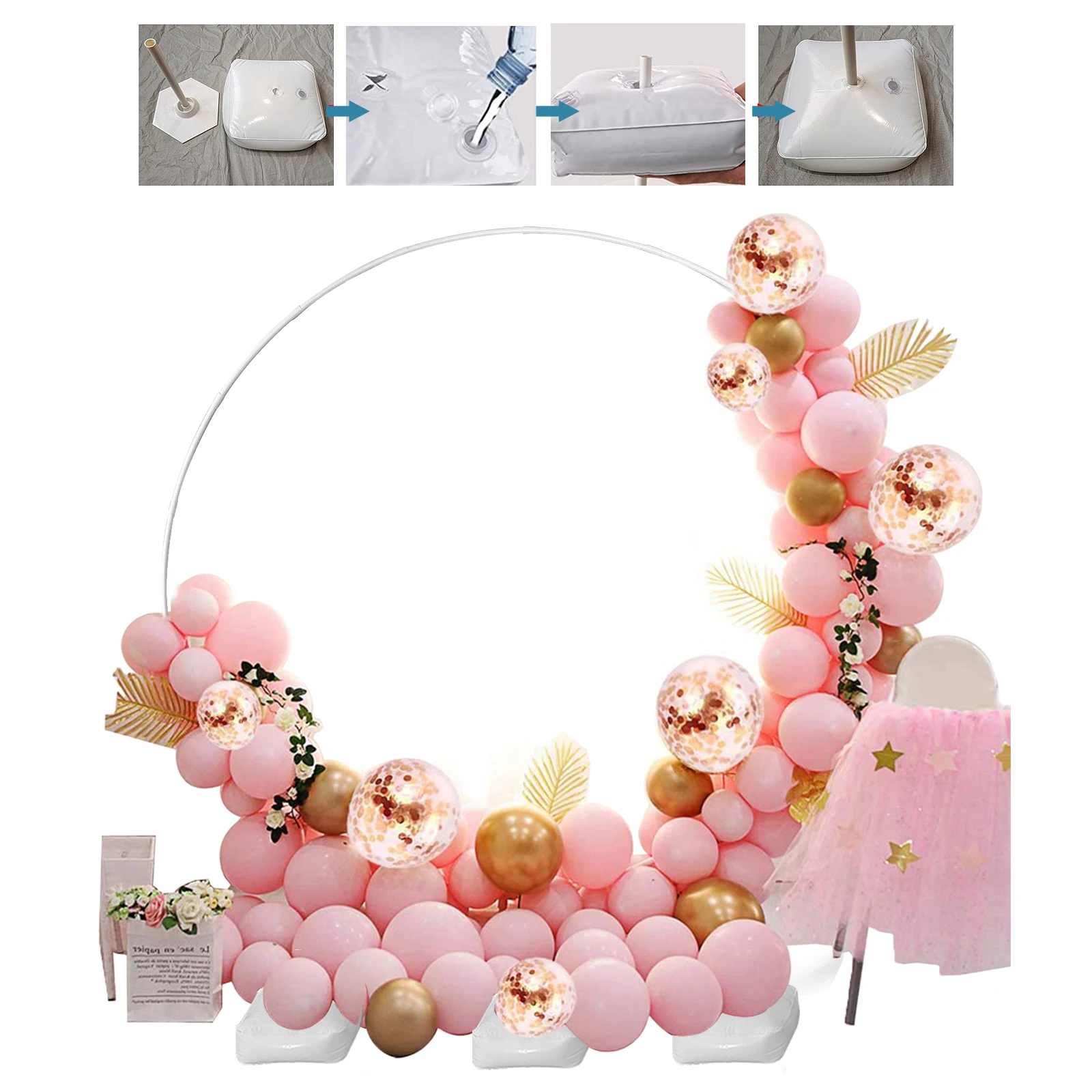 

200CM Round Balloon Arch Holder Bow of Balloon Circle Wreath Balloon Stand Wedding Birthday Party Decor Baby Shower Background